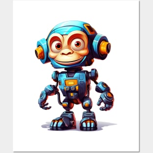 Cartoon monkey robots. T-Shirt, Sticker. Posters and Art